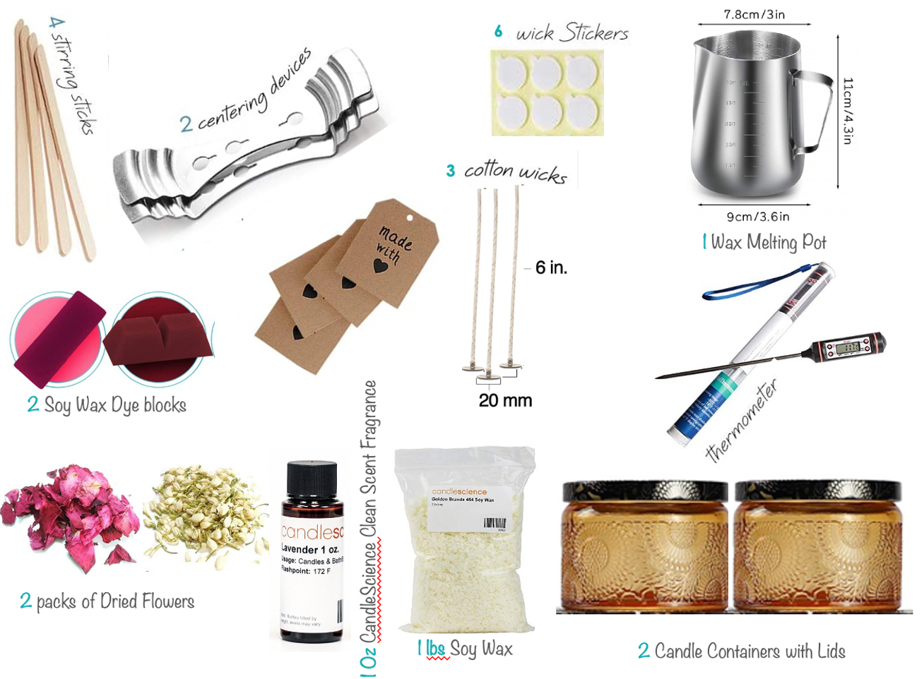 Candle Making Kit with Amber Jars