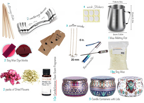 Premium Candle Making | Complete Kit with Bohemian Pattern Containers